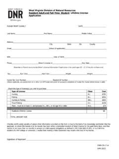 West Virginia Division of Natural Resources Resident Adult and .